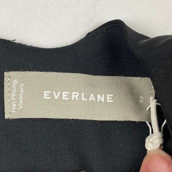 NWT Everlane The City Stripe Ruched Dress Midi Black Size 2 - Picture 10 of 16